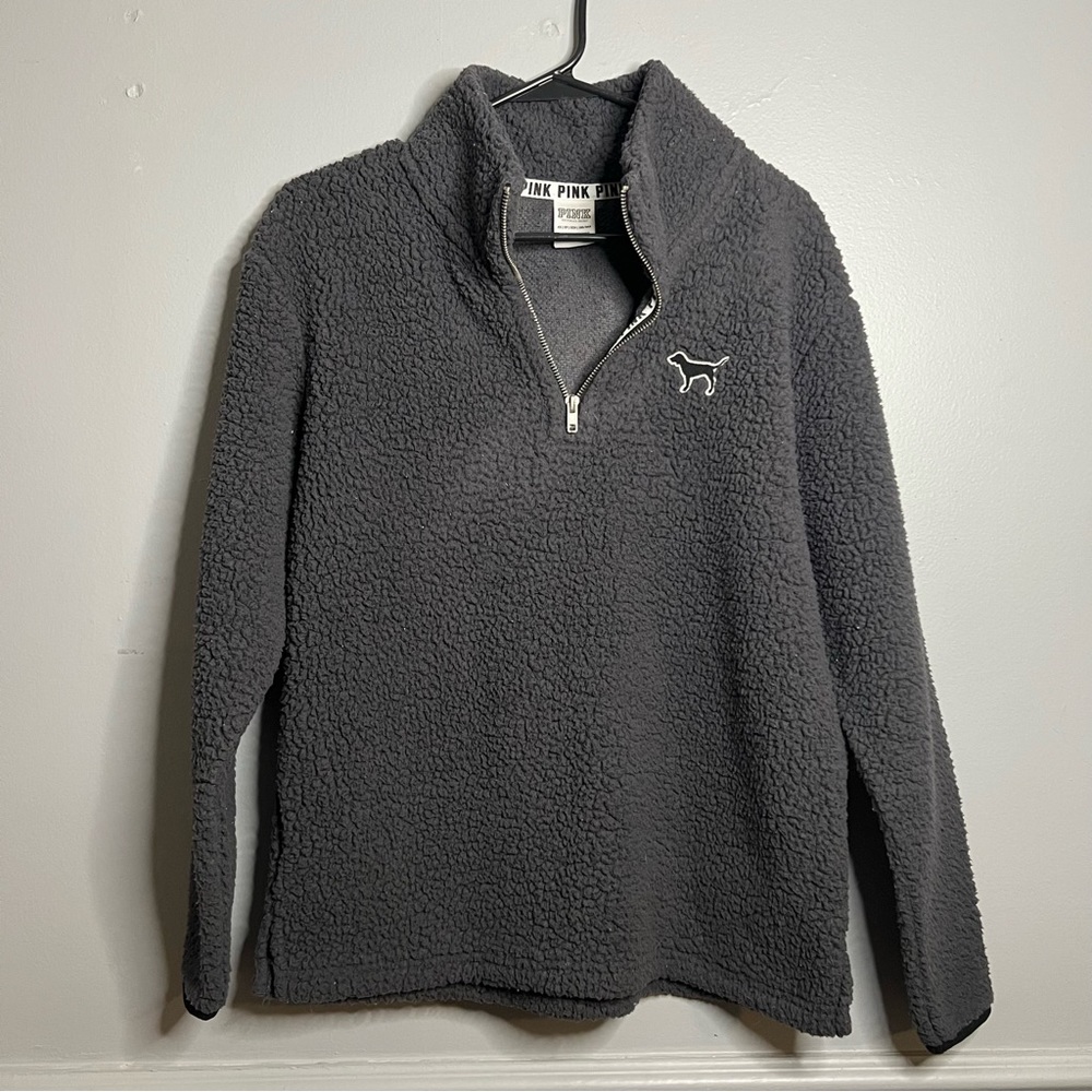 VICTORIA SECRET PINK quarter zip Sherpa pullover